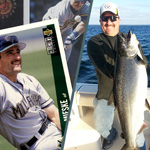 Matt Mieske baseball cards next to a recent photo of the player